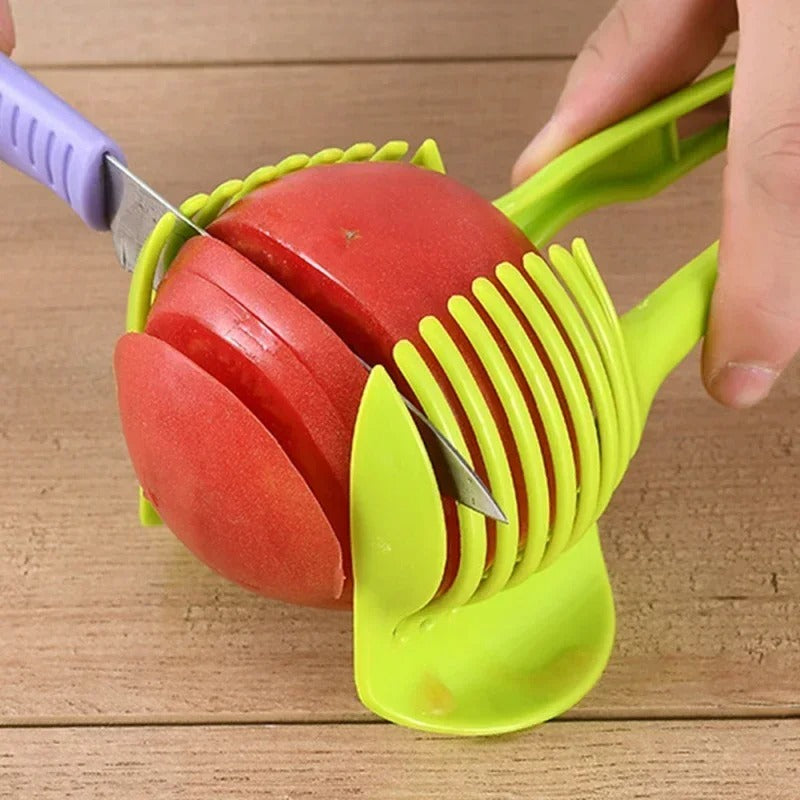 Gadget per tagliare frutta e verdura con clip per pane, affettatrice portatile per pomodoro