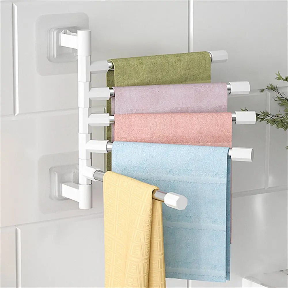 Staffa girevole per montaggio a parete per asciugamano da bagno con bracci oscillanti