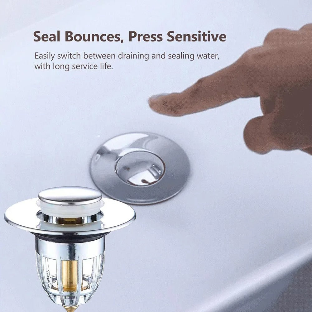 Press Bounce Basin Pop-up Drain Filter Bathroom Shower Sink Filter